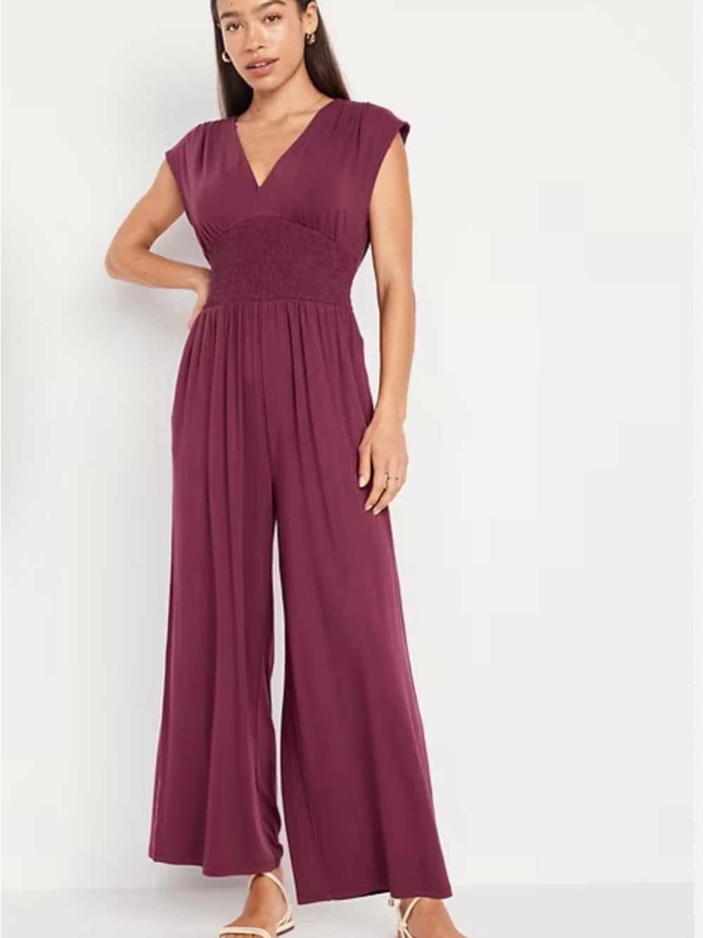 Old Navy V Neck Smocked Waist Wide-Leg Jumpsuit